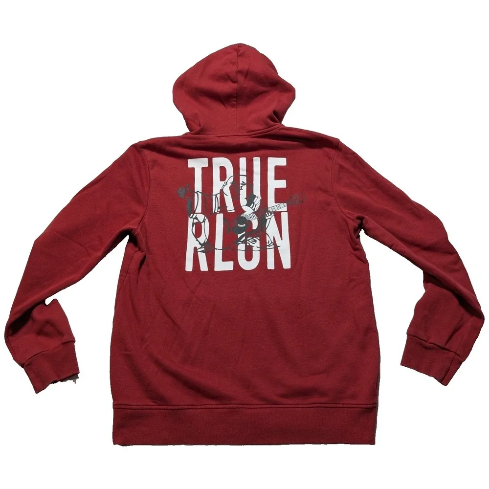 True Religion Buddha‎ Hoodie - Men Large Burgundy Zip Double-Sided